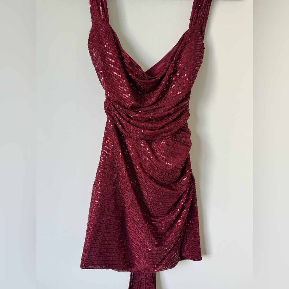 Lucy in the Sky Burgundy Sequin Mini Dress - Picture 8 of 15